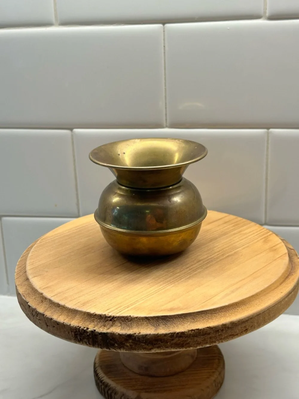 Vintage Solid Brass Bud Vase Candle Holder | Small Trumpet Brass Vase